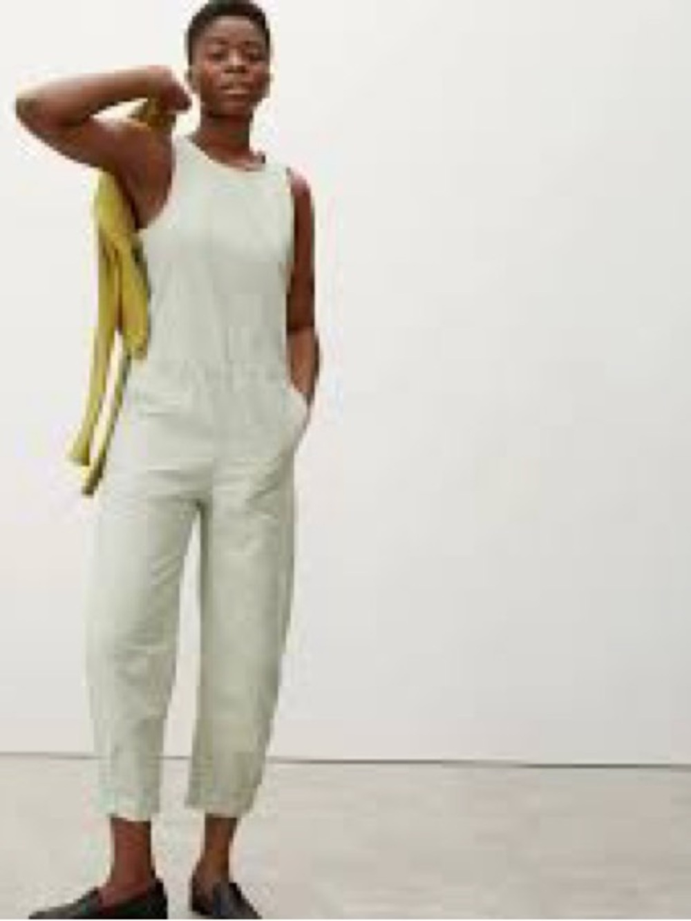 Everlane Light Sage Sleeveless Cropped Jumpsuit